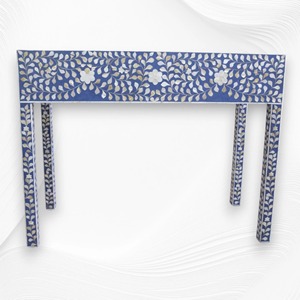 Mesa Consola de Lujo Estilo Moderno con Incrustaciones de Nácar y Otomanas para Sala de Estar, Salón, Hotel y Restaurantes - Product Image 5