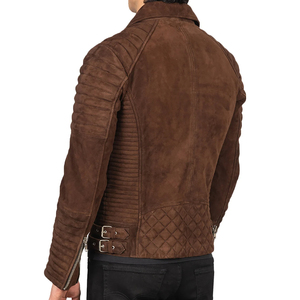<b>Men</b> Genuine <b>Suede</b> Leather Biker <b>Jacket</b> Custom Motorcycle Vintage Western Eco-Friendly Waterproof Windproof STREETWEAR - Product Image 4