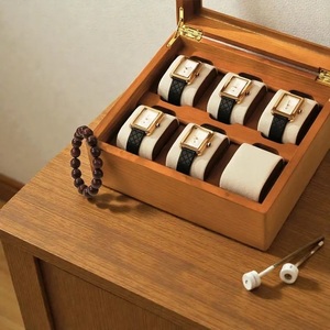 Luxury 6-Slot Wooden Watch <b>Box</b> with Glass Lid Premium Walnut Finish Watch Organizer Elegant Watch Display Case Hanging Tabletop - Product Image 6