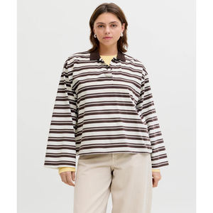Polo pour femme de haute qualité, original, avec logo personnalisé, t-shirt extensible, chemises de golf, polo rayé oversize à manches longues, streetwear, OEM - Product Image 4
