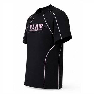 เสื้อยืดแร็กแลนสตรีทแวร์ผู้ชายสั่งทำพิเศษ ผ้าคอตตอนเทอร์รี่ 100% น้ำหนัก 220 กรัม แขนสั้น แต่งแถบสีชมพูตัดกัน พร้อมปักโลโก้ตามสั่ง - Product Image 5