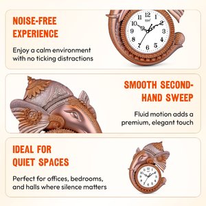 Sonam Quartz Lord Ganesha <b>Wall</b> <b>Clock</b> - 3D Luxury Rose Gold Ganpati Idol Decor - <b>Silent</b> Non-Ticking Religious Timepiece for Home - Product Image 5