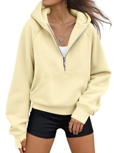 Premium <b>Women</b> <b>Quarter</b> <b>Zip</b> Hoodie Custom Oversized Heavyweight Fleece Cotton Pullover Sweatshirt Streetwear Winter Casual Apparel - Product Image 1