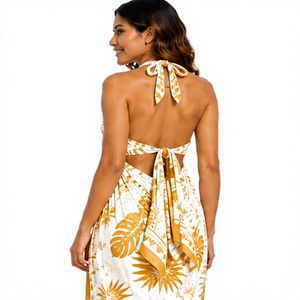 Sarong en rayonne respirante de haute qualité pour femme, paréo de plage, paréo à fleurs hawaïennes, vêtements de plage, vacances, bord de piscine, resort - Product Image 4