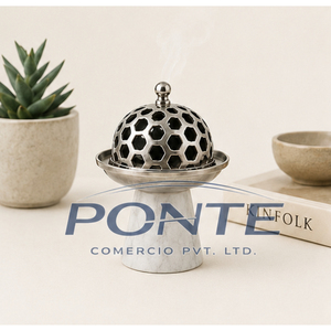 Quemador de Incienso de Mármol y Metal con Diseño de Panal de Abeja, Estilo Árabe, Mabkhara para Bakhoor y Oud, Porta Incienso de Oriente Medio - Product Image 5