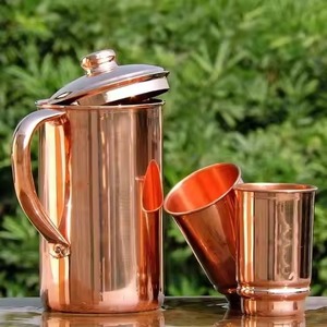 Classic Design <b>Copper</b> Pitcher Jug Pure Water Drinkware for Kitchen Dining <b>Table</b> Drinking Use - Product Image 5