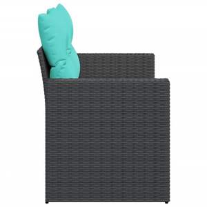 Sofá de Jardín de 2 Plazas en Poliratán Negro con Patas Ajustables, Muebles de Exterior Cómodos - Product Image 5