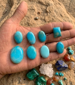 Turquesa Americana 100% Natural, Gema Ovalada Hecha a Mano, Piedra Suelta Cabujón al por Mayor para Fabricación de Joyas, Azul Cielo - Product Image 2