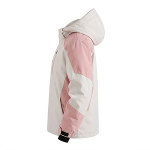 <b>Women</b>’s Hooded <b>Winter</b> <b>Jacket</b> White and Pink Color Block Insulated Ski <b>Jacket</b> with Quilted Lining, <b>Waterproof</b> Windproof - Product Image 4