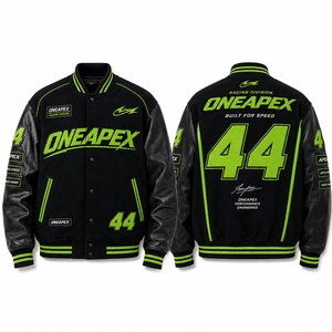 Men's Black Green <b>Racing</b> <b>Jacket</b> Motorsport Letterman Bomber <b>Jacket</b> Embroidered Streetwear Wholesale Apparel - Product Image 1