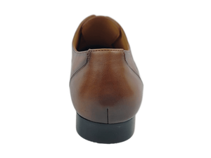 Chaussures Richelieu en cuir véritable marron pour hommes, à bout pointu, à lacets, pour le bureau et la carrière, toutes saisons, bout uni - Product Image 4