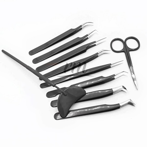 RMI ชุดกรรไกรสำหรับต่อขนตาเคลือบผงสีดำพร้อมกรรไกรตัดหนังและชุดกระจกขนตา - Product Image 4