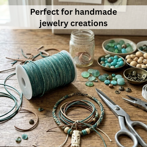 Round Leather Cord 2mm Distressed Green Color | Premium Durable Flexible <b>Strong</b> <b>String</b> for Jewelry Making, Necklace & Bracelet - Product Image 3