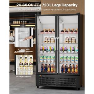 <b>Commercial</b> 26.69 CU.FT Double Glass Door <b>Display</b> Beverage Refrigerator <b>Cooler</b> Wine Merchandiser - Product Image 2
