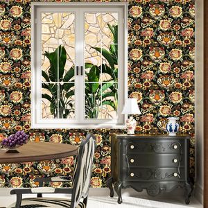 Papel Adhesivo Decorativo con Diseño de Tigre, Vinilo Floral Retro Negro, Papel de Contacto Impermeable para Gabinetes - Product Image 2