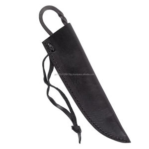 Vente en gros de couteaux forgés de haute qualité couteau de cuisine médiéval couteaux viking avec peau de vache couverture noire - Product Image 5