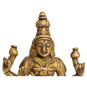 รูปปั้นพระลักษมีสี่แขนทำมือขนาด 6 นิ้ว วัสดุทองเหลือง งานประติมากรรมอินเดีย โดย Exotic India รุ่น ZBT14 เหมาะสำหรับเป็นของขวัญ - Product Image 3