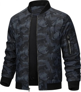 Blouson Bomber Homme 100% Polyester Léger Décontracté Coupe-Vent Hiver Respirant Fermeture Éclair Col Montant Logo Uni Poche Avant - Product Image 1