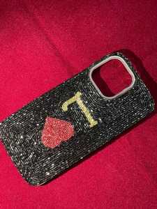 Handmade Glass Beaded Phone Case with Angel Theme Embroidered <b>Rectangular</b> Shape Textile Material Craft Accessory - Product Image 6