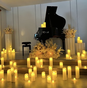 Indoor Decoration <strong>Tall</strong> Ivory Auto-Moving 3D Wick Battery Operated Flameless LED Plastic Pillar <strong>Candles</strong> for Concert Holiday - Product Image 6