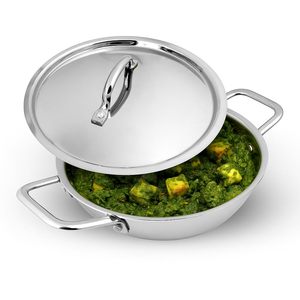 Olla Kadai Forjada con Interior Reforzado con Cerámica, Tapa de Vidrio Templado, para Curry y Salteados, con Asas de Silicona, Apta para Gas e Inducción - Product Image 1