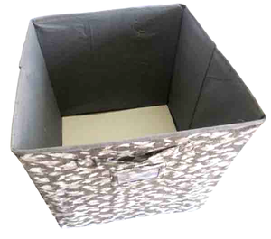 Cameron Exports New Folding <b>Storage</b> <b>Box</b> Grey Printed Cotton Fabric Stitched <b>Card</b> Board Outdoor Decorative Collapsible Multiple - Product Image 1