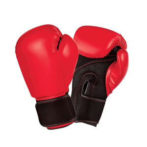 Gants de boxe en cuir PU rouge respirants avec sangle de poignet réglable, logo personnalisé, unisexe, pour l'entraînement aux arts martiaux et le sport - Product Image 1