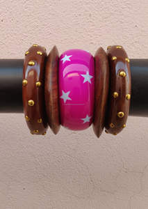 Brazalete Étnico de Madera de Estilo Clásico, Brazaletes de Moda Coloridos Naturales para Niñas - Product Image 3