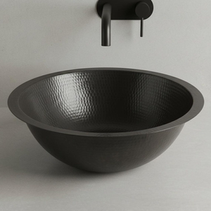 Hammered Vessel Sink Solid Copper Basin Matte Black Finish Handmade Copper <b>Bathroom</b> Wash Basin Luxury Modern <b>Rustic</b> <b>Vanity</b> Sink - Product Image 1