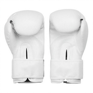 Gants de boxe en cuir blanc à lacets avec fentes pour les doigts, équipement d'entraînement pour adultes - Product Image 1
