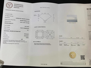Diamante Cultivado en Laboratorio HPHT CVD de Corte Asscher Azul Intenso de 1.08ct, Certificado IGI, Claridad VS, para Joyería, Perforado con Láser - Product Image 2