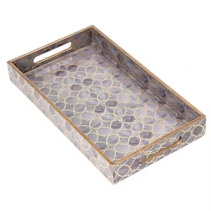 Plateau de service en bois décoratif personnalisé fait à la main accessoires de table imprimés personnalisés pour cuisine traiteur service d'aliments en vrac - Product Image 5