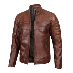 Custom High Quality <b>Men's</b> Casual Leather <b>Jacket</b> Stylish Fit Stand Collar Soft Leather Canvas Breathable Quick Dry Autumn Pattern - Product Image 3