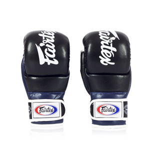ถุงมือ MMA สีดำและสีน้ำเงิน ถุงมือชกมวยแบบสั่งทำพิเศษ ยี่ห้อ Fairtex ของแท้ ถุงมือหนังสำหรับ MMA และ Grappling สำหรับผู้ใหญ่ - Product Image 3
