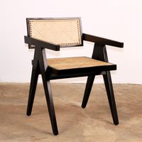Chaise de salle à manger Anthon moderne en bois de mahogany massif et rotin, non pliable, pour la maison, la villa, l'appartement et l'hôtel