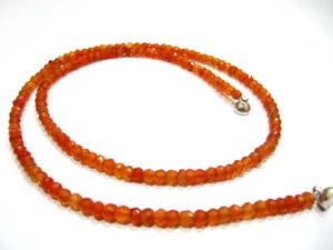 Natural Carnelian Rondelle Faceted 3-4mm Beaded <b>Necklace</b> With <b>Magnetic</b> <b>Clasp</b> - Product Image 1