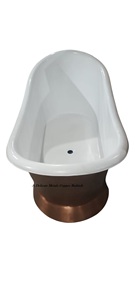 Bañera Independiente de Cobre Esmaltado Blanco, Metálica y Delicada, 100% Cobre, Hecha a Mano, Ovalada, Blanca, Estilo Antiguo DM-267 - Product Image 3