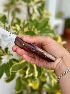 Cuchillo de cocina de acero de Damasco con mango de madera, hoja dentada, punta caída personalizable ODM, grosor de 0.6 mm, grado DIY, individual - Product Image 4