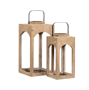 Faroles de Estilo Rústico para Decoración del Hogar, Farol Decorativo de Madera para Centros de Mesa de Boda, Farol de Vela Marrón Vintage - Product Image 5