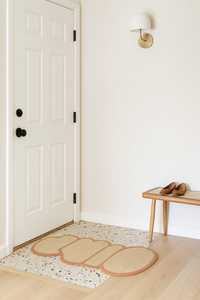 brown and orange color irregular edges unique pattern Washable Oval Area <b>Carpet</b> Pet Friendly Picnic - Product Image 1