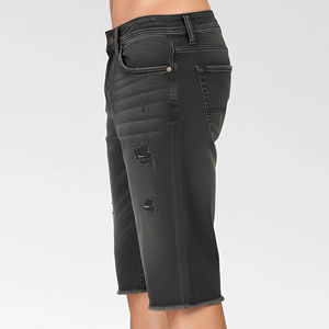 OEM ODM Services Custom Made Vintage Washed <b>Raw</b> <b>Hem</b> Short Length Denim Jorts Baggy Style Lightweight Streetwear <b>Jeans</b> For Men - Product Image 2