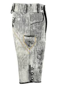 Shorts Lederhosen bavarois brodés pour hommes, motif floral, taille haute, braguette boutonnée, longueur Bermuda, toile de coton lavée vintage - Product Image 4