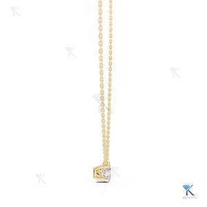 Lab Grown Diamond Solitaire Station Necklace 14K/18K <b>Solid</b> <b>Gold</b> Dainty Minimalist Flat Back <b>Pendant</b> Wedding Anniversary Everyday - Product Image 6