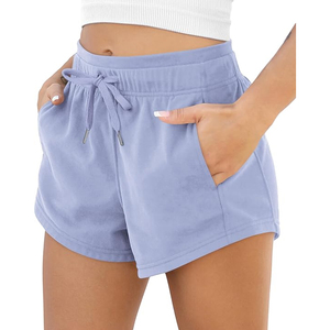 Shorts de sport pour femmes OEM/ODM avec poches, en coton French Terry, avec cordon de serrage, pour l'été, décontractés, pour l'entraînement et les activités sportives - Product Image 4