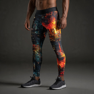 Regal Three <b>Men's</b> Compression Sports Pants <b>Base</b> <b>Layer</b> Polyester/Nylon Water Resistant Basketball Gym Workout Fitness Leggings - Product Image 4
