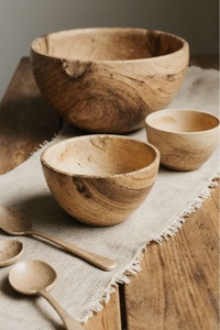 Bol en bois rustique éco-responsable fait main, style japonais, pour servir élégamment des fruits frais, des légumes, des salades, des collations, passe au lave-vaisselle - Product Image 6