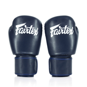 ถุงมือชกมวย Fairtex คุณภาพสูง หนังแท้ สีน้ำเงิน โลโก้สั่งทำได้ สำหรับมืออาชีพ คิกบ็อกซิ่ง มวยไทย รับผลิตแบบ OEM - Product Image 4