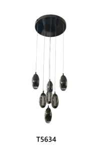Lustre suspendu ovale moderne en verre noir à LED, hauteur réglable, culot E27, lumière blanc chaud 3500K pour salon - Product Image 2