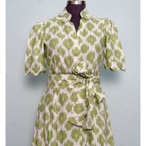 Vestido Moderno Casual de Manga Corta para Fiesta, Estilo Dulce y Elegante para Mujer, Estampado a Mano, de Algodón, Tipo Canguro, Cómodo y Corto - Product Image 4