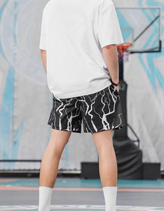 Men s Black White Geometric Print Basketball Shorts Quick Dry Elastic Waist Sporty Style Short Length Woven Polyester Quick Dry - Product Image 2